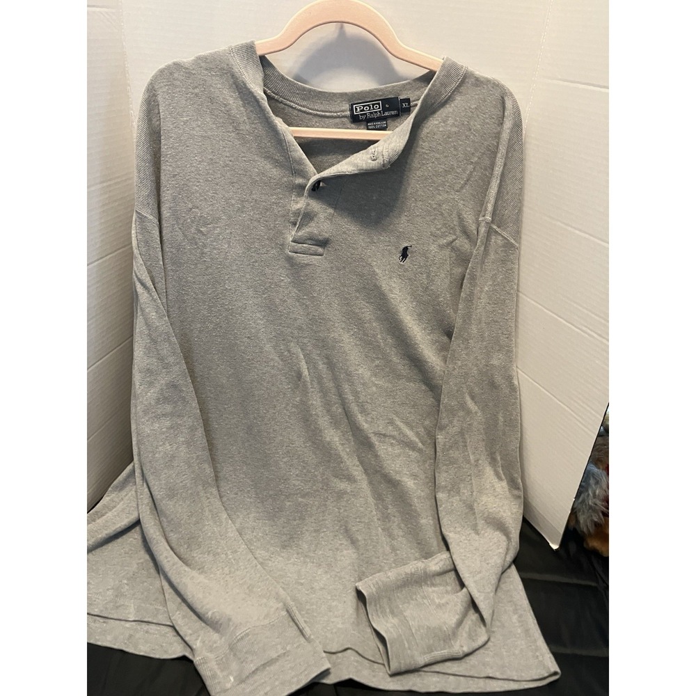 Polo Ralph Lauren Slub Jersey Henley Shirt Heather Gray Sz XL Long Sleeve  Modal